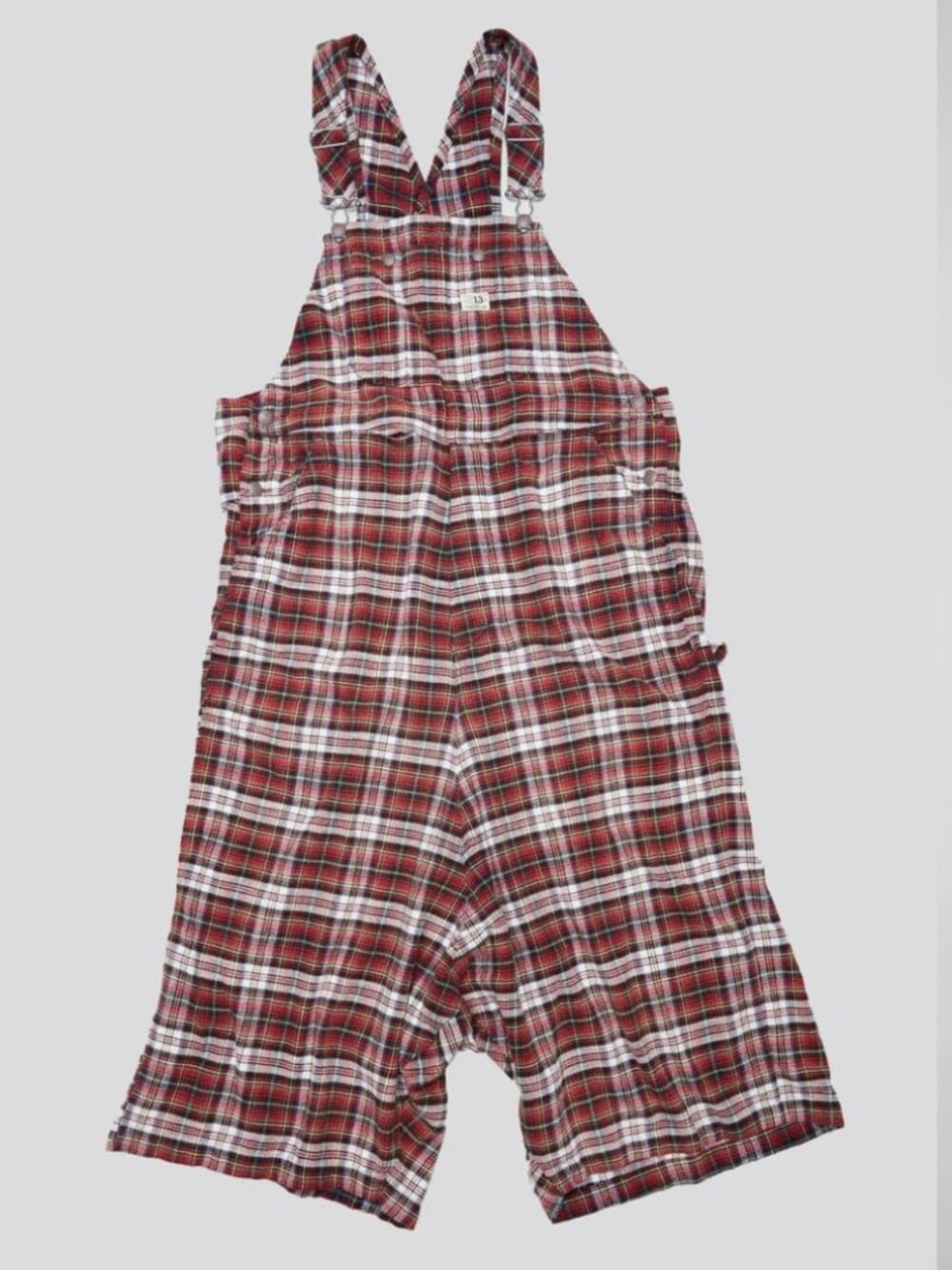 R13 NWOT Jumbo Overall in red and ecru S